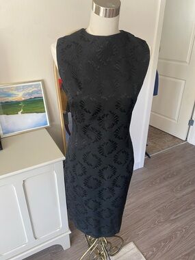 Vintage 1960s Black Floral Brocade Shift Dress